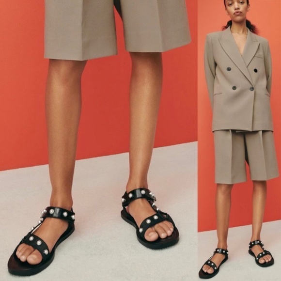 NWT Zara Black Pearl Sandals - Picture 6 of 12